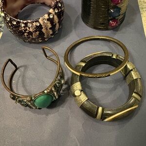 Lot of 5 Elegant Mixed Metal and Stone Bracelet Set